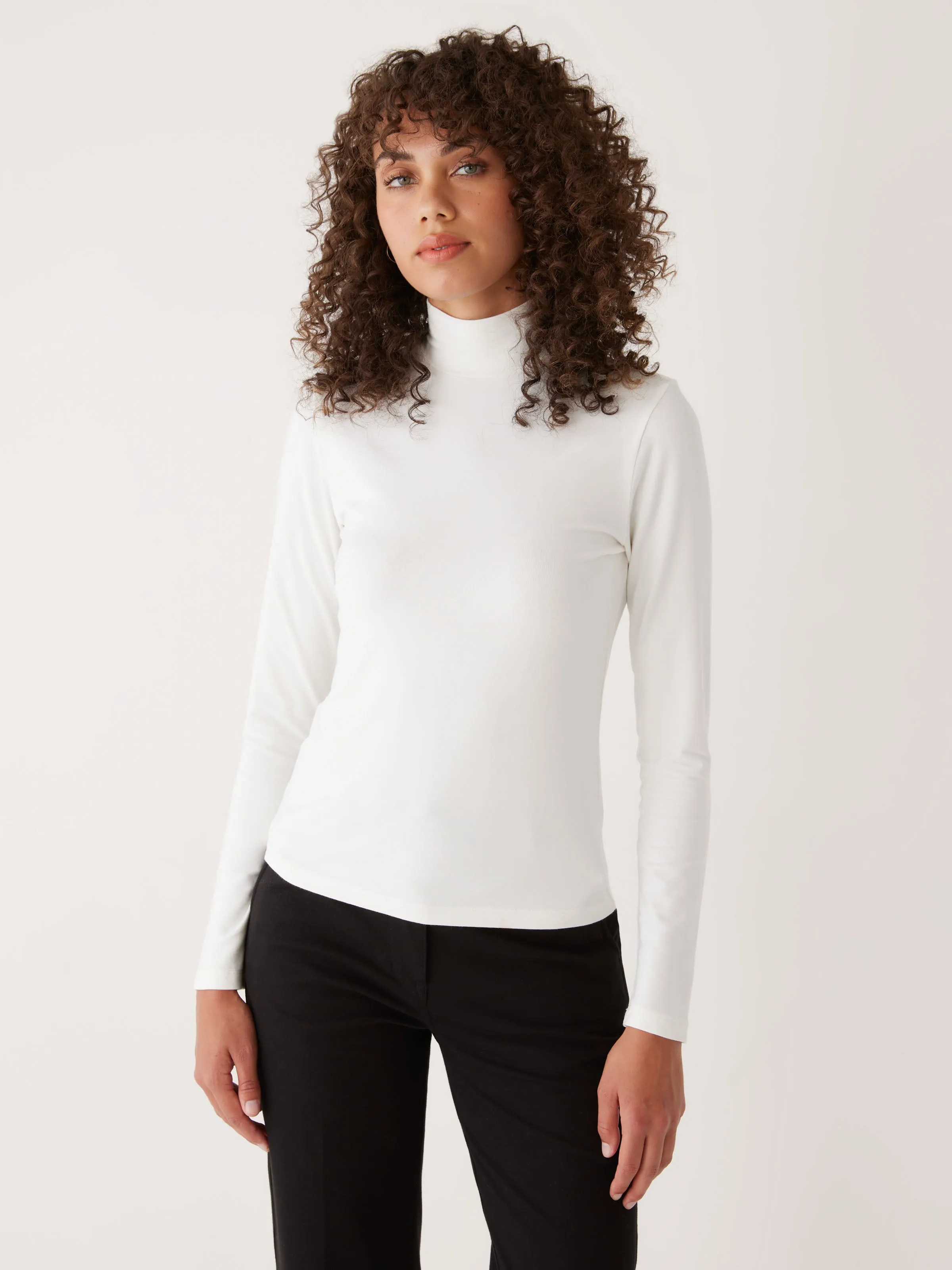 The Essential Long Sleeve Mockneck in White