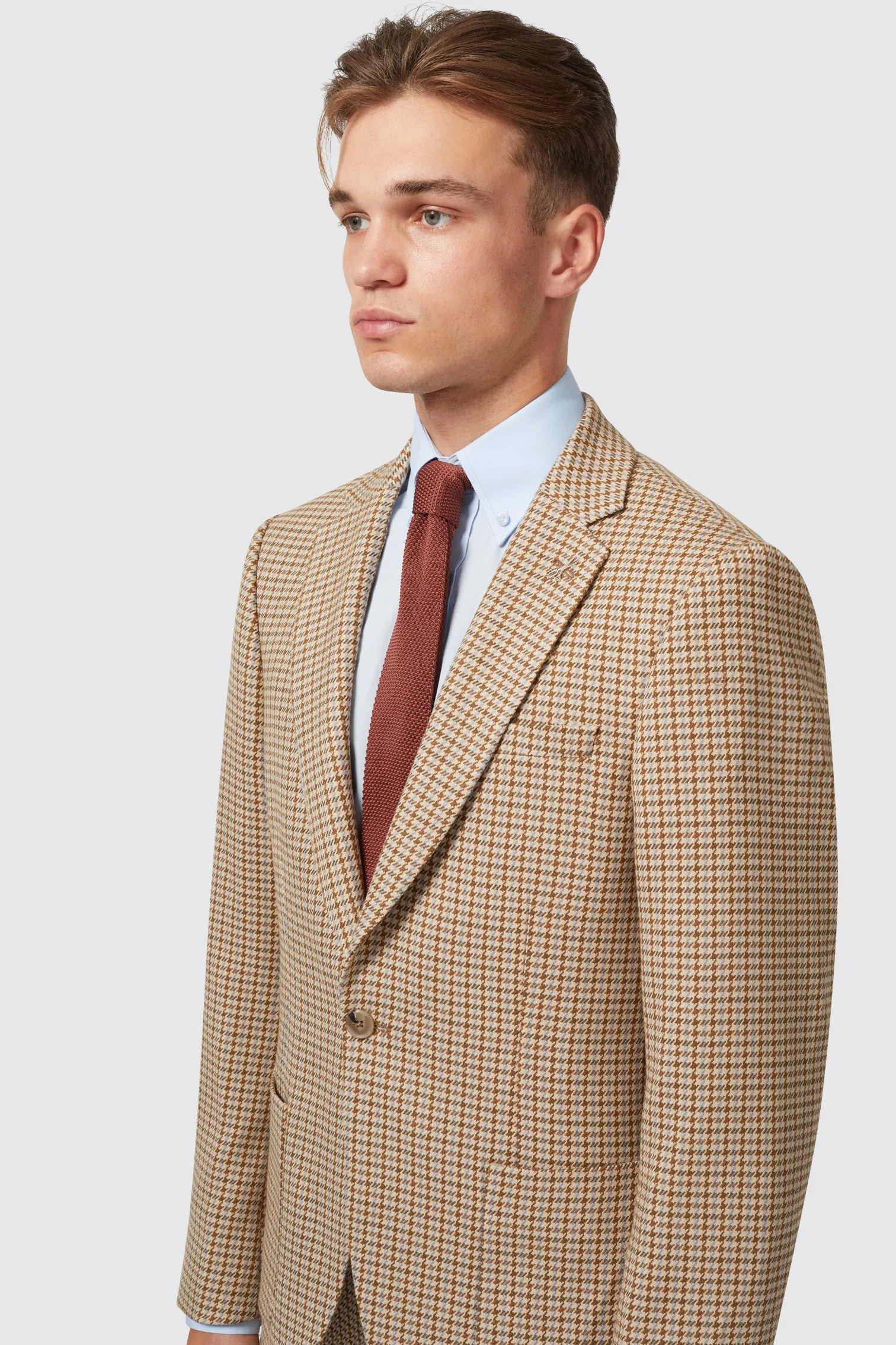 Vaughan Slim Fit Brown Wool Check Jacket