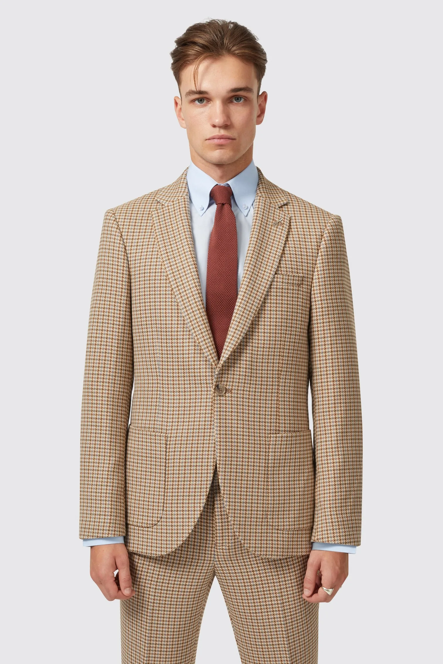 Vaughan Slim Fit Brown Wool Check Jacket