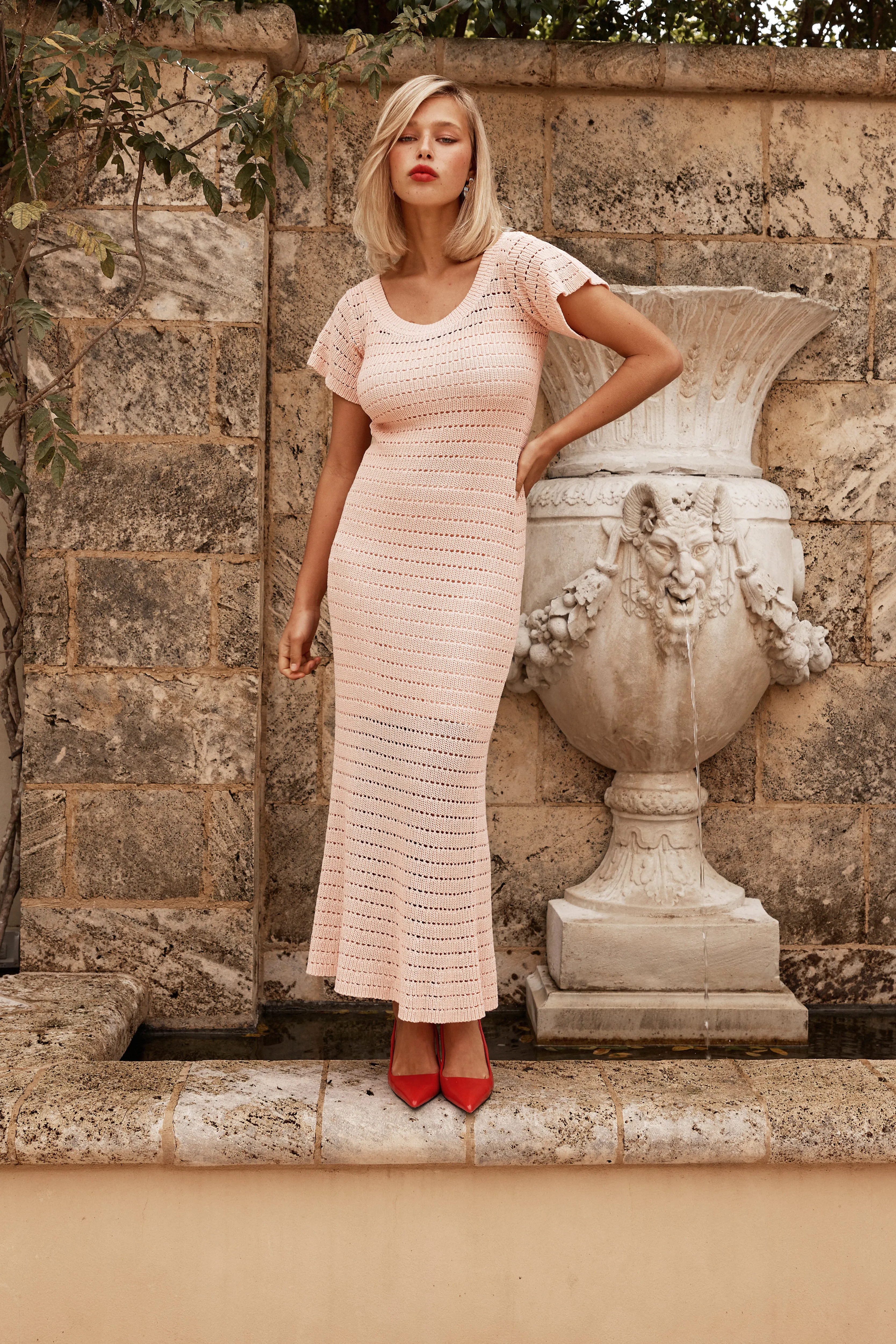 Vera Knit Maxi Dress (Pink)