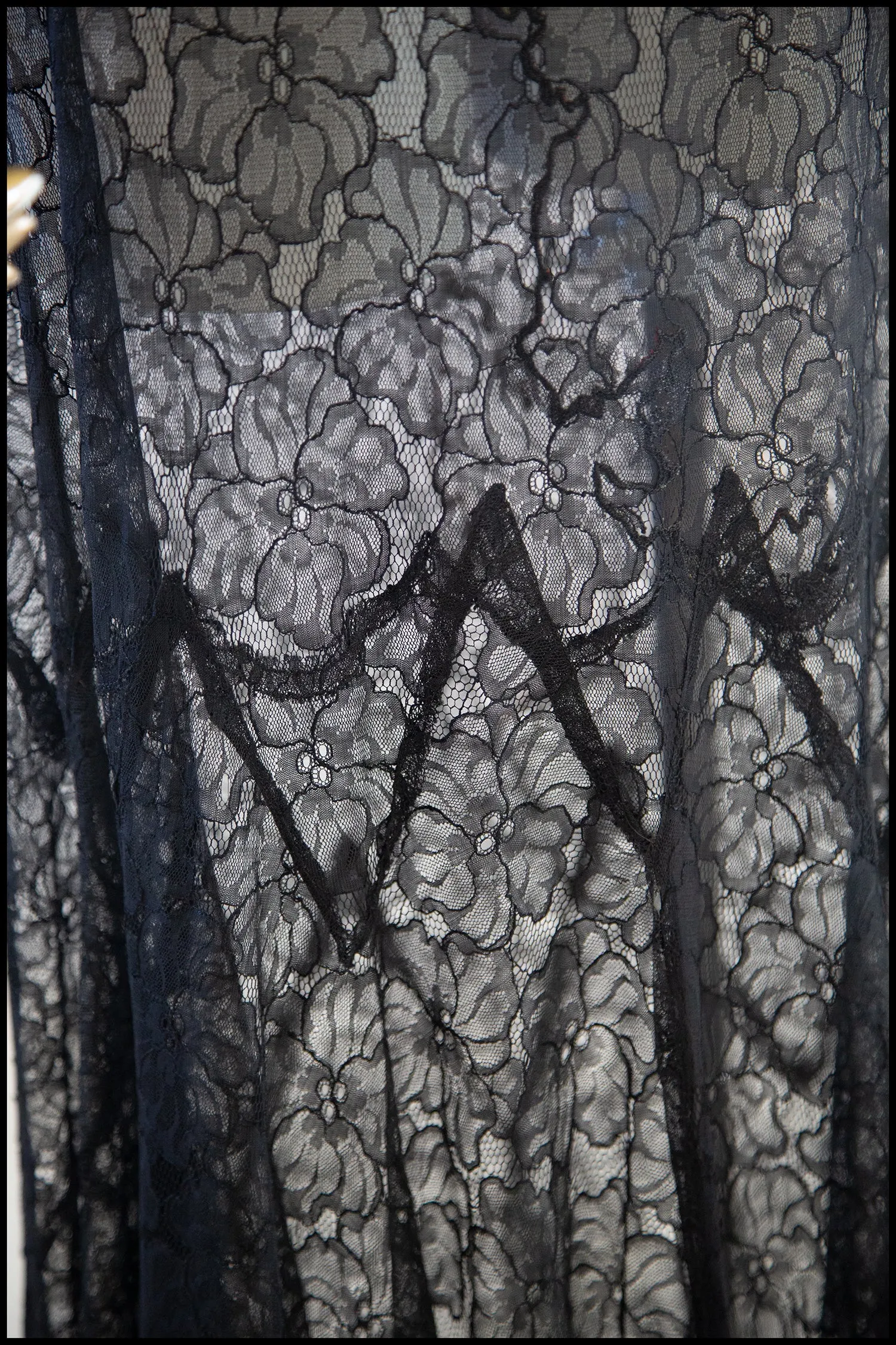 Vintage 1930s Black Lace Gown