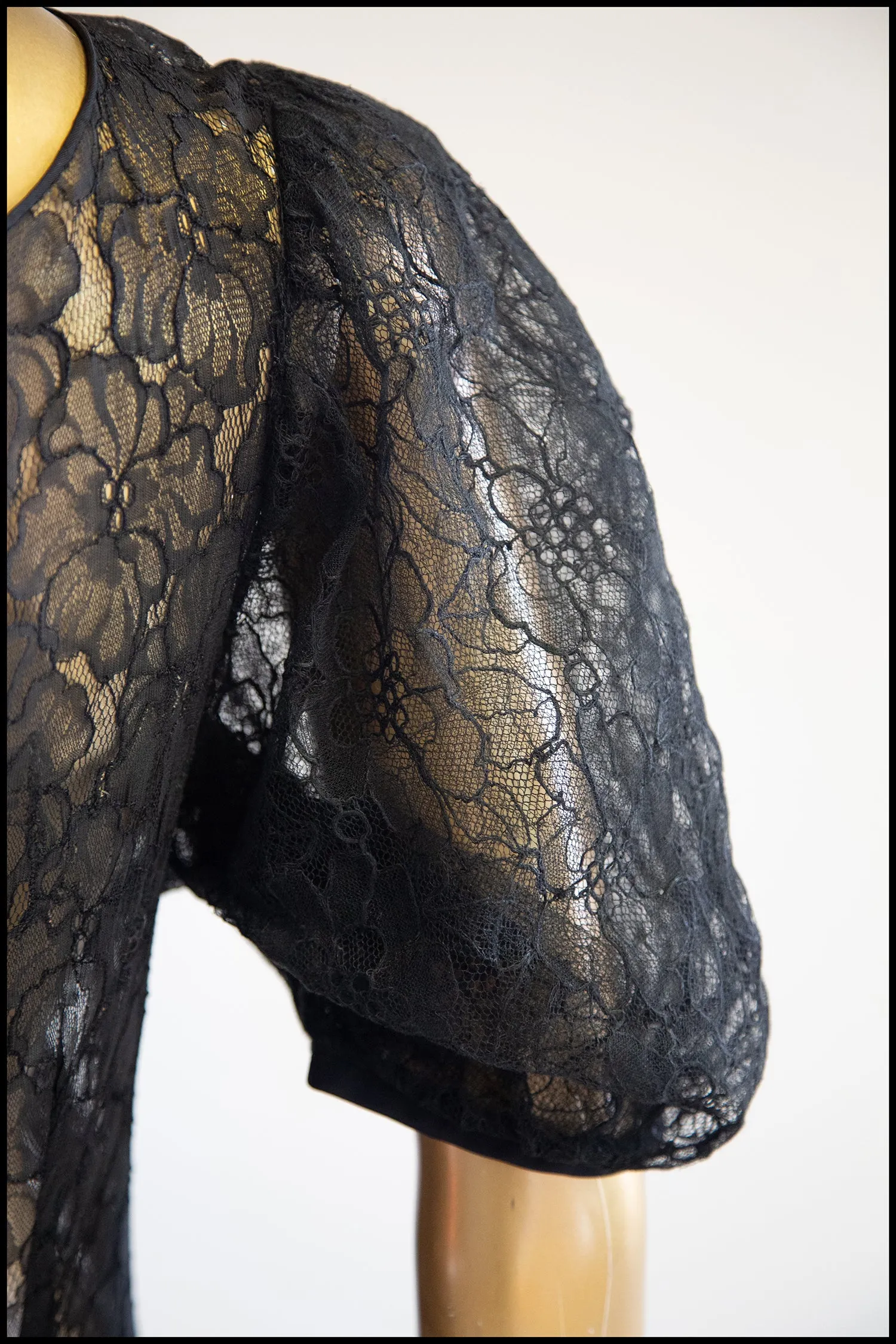 Vintage 1930s Black Lace Gown