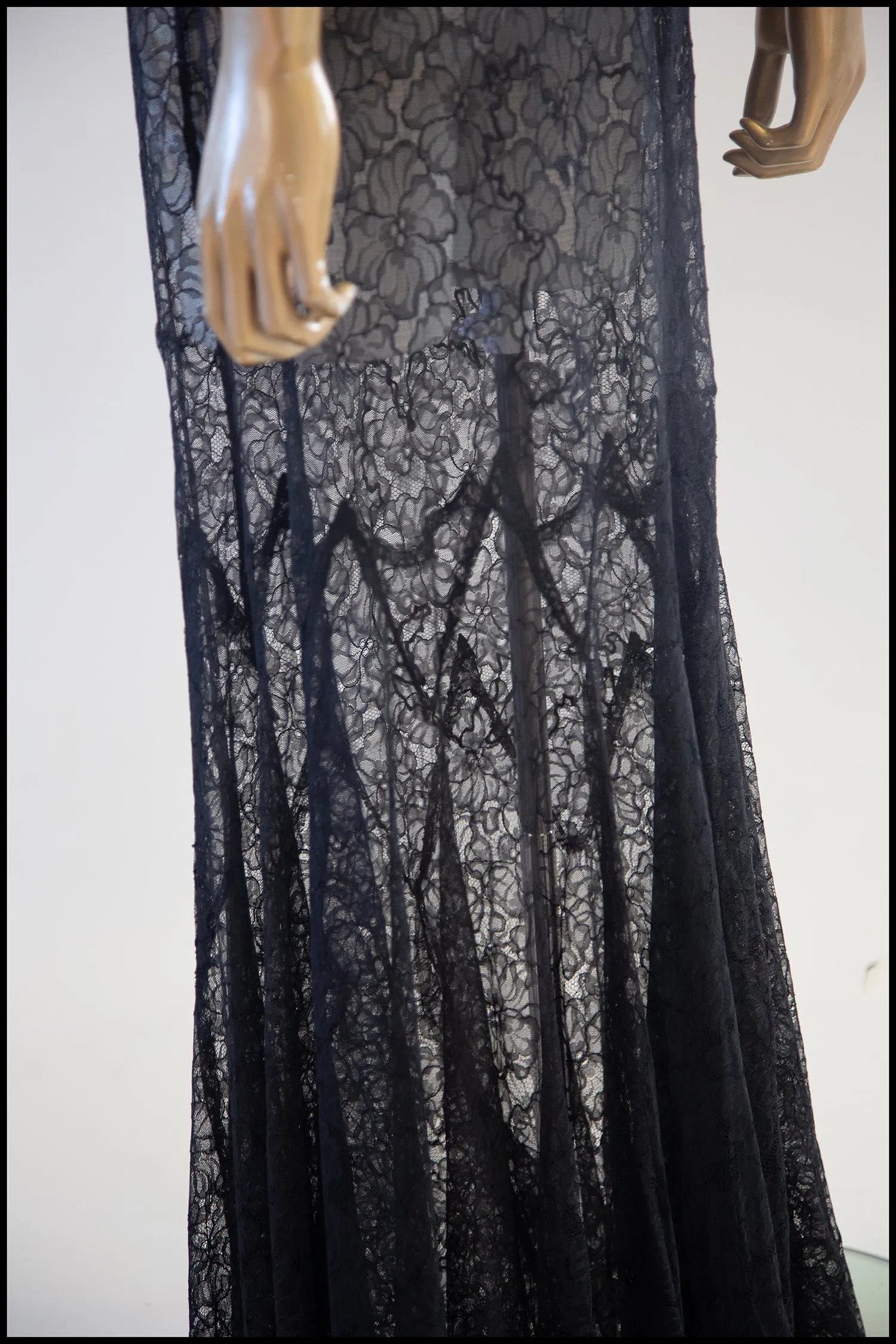 Vintage 1930s Black Lace Gown