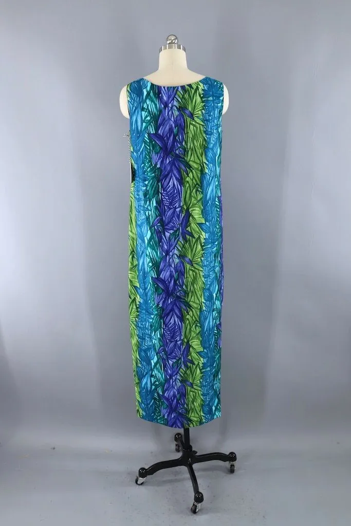 Vintage Kamehameha Hawaiian Maxi Dress