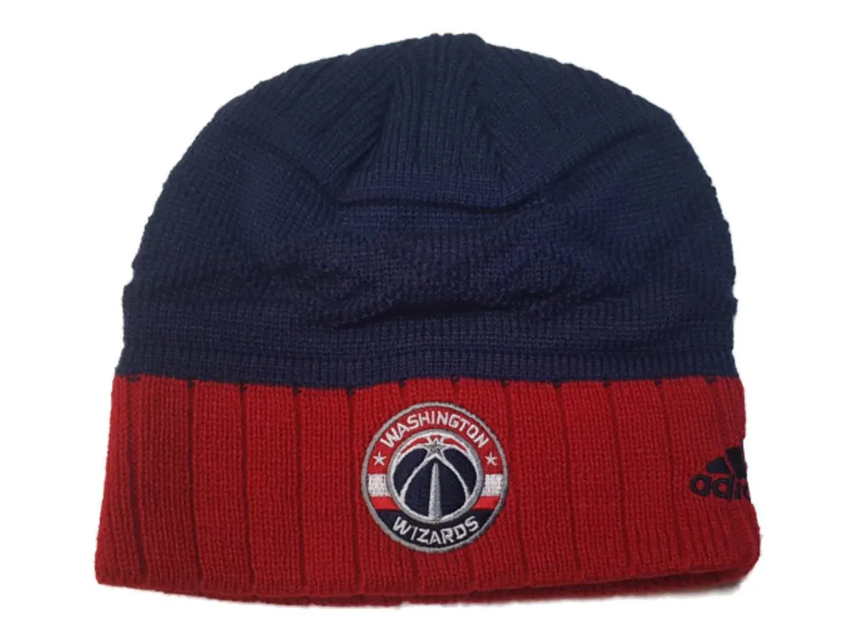 Washington Wizards Adidas Red and Blue Acrylic Knit Skull Beanie Hat Cap