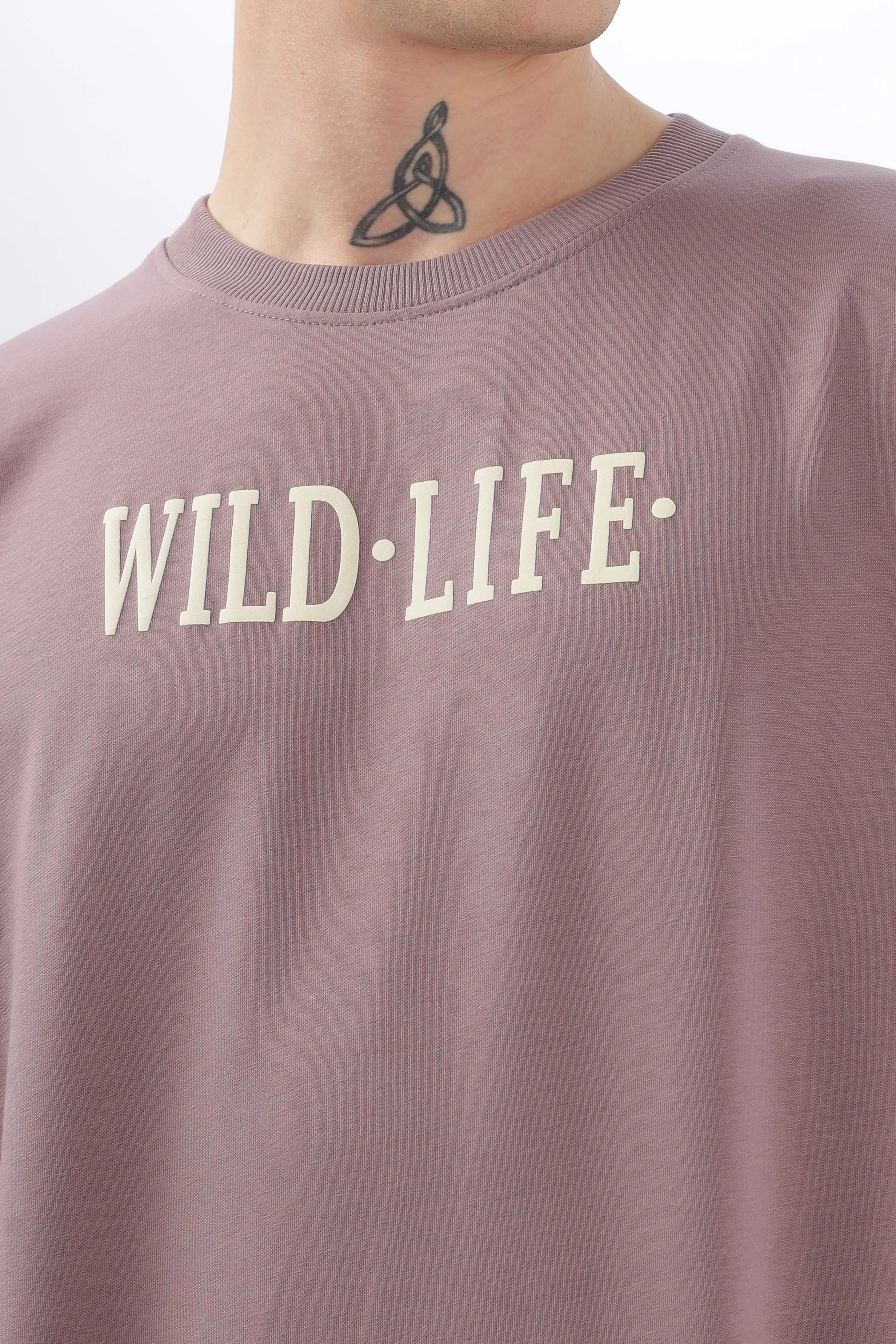 Wild Life Printed Purple T-Shirt