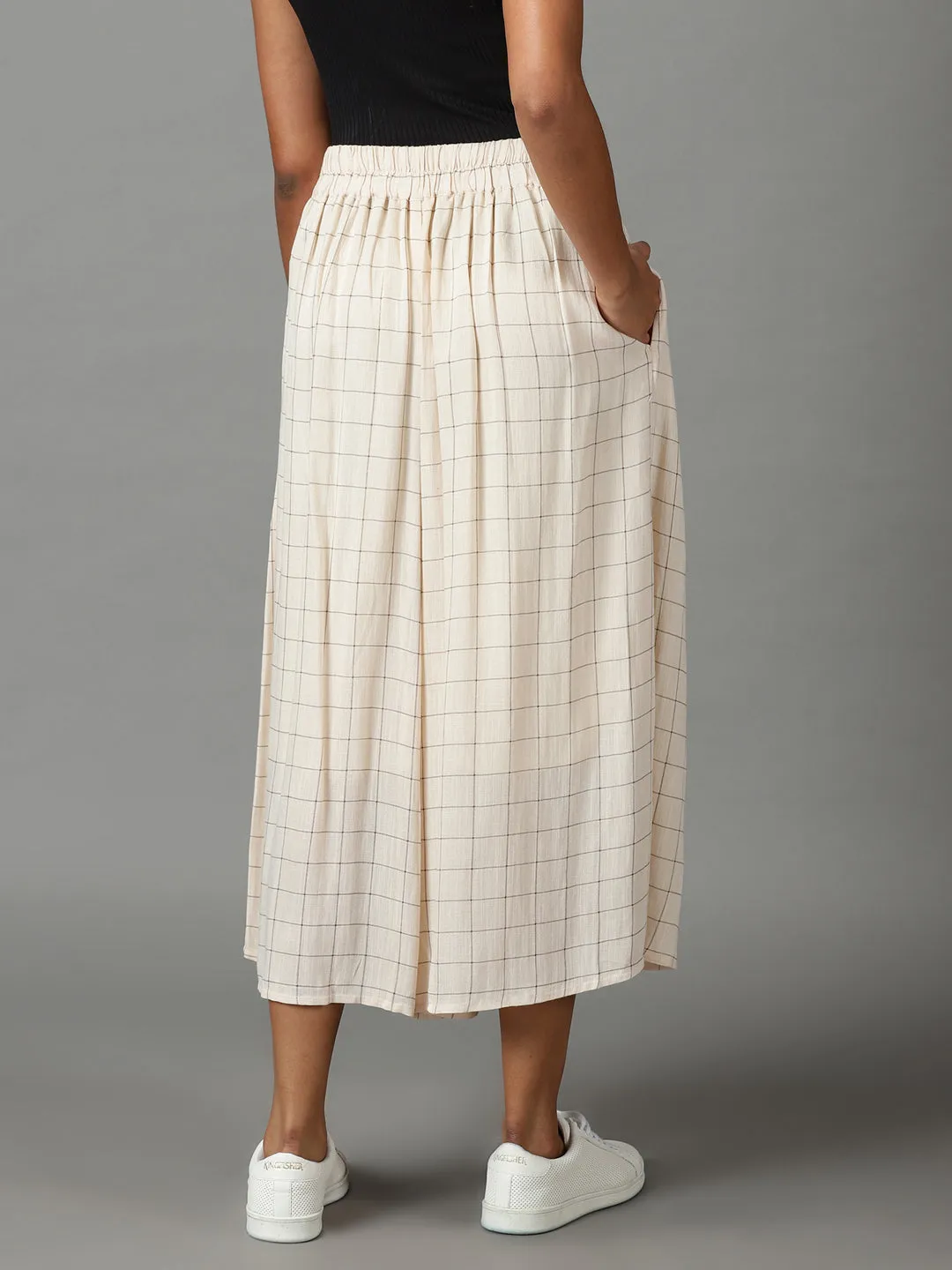 Women's Cream Checked Culottes