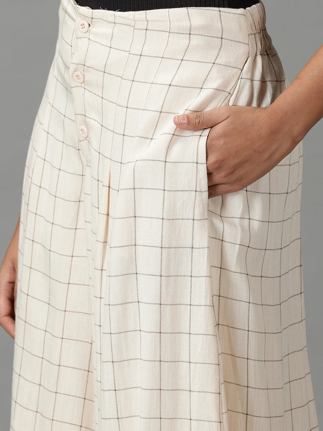 Women's Cream Checked Culottes