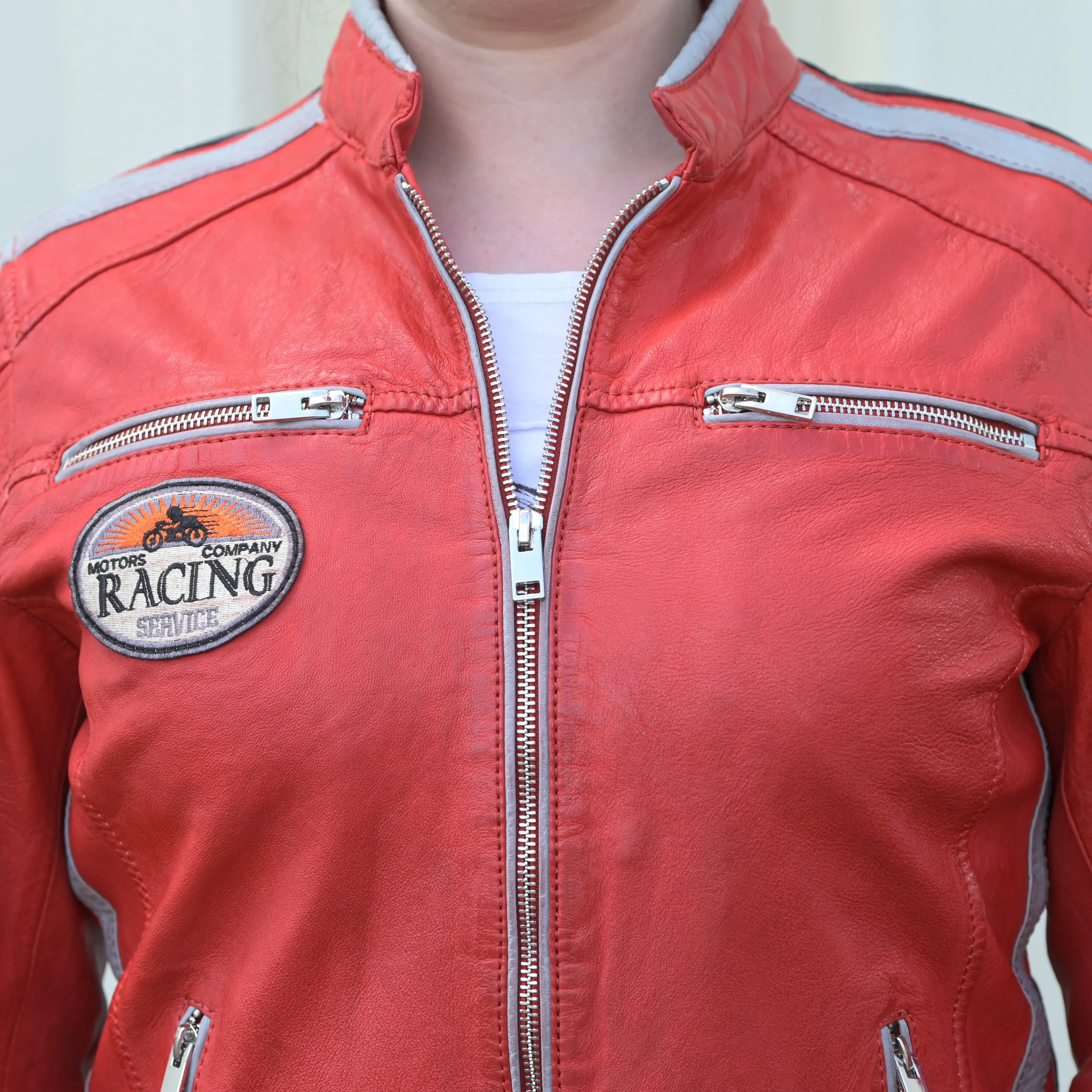 Women's Leather Jacket with Patches