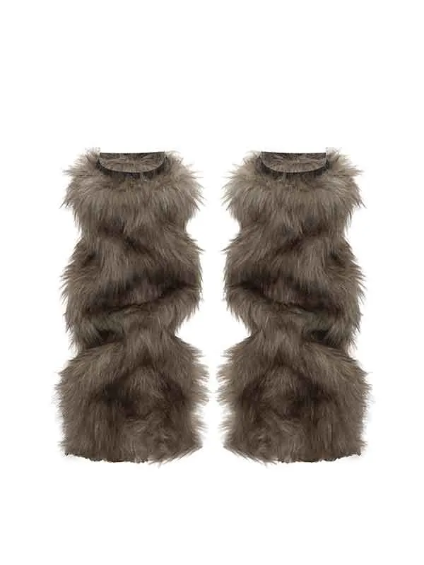 Y2K Faux Fur Patchwork Cozy Leg Warmer