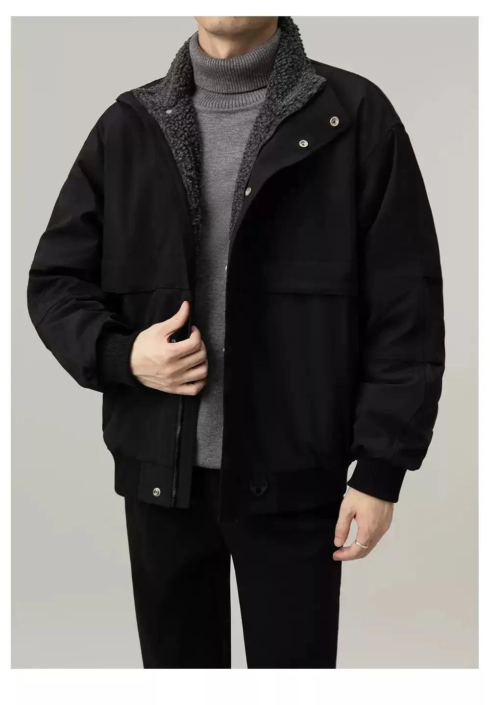 Zhou Casual Fleece Lined Short Jacket