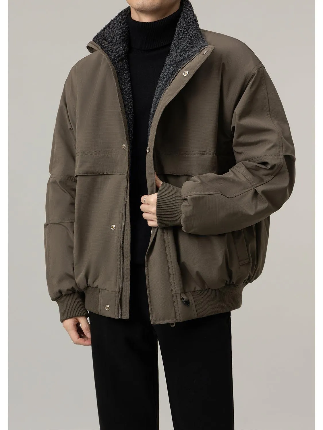 Zhou Casual Fleece Lined Short Jacket